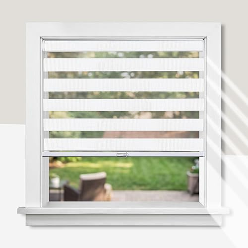 CHICOLOGY Window Shade, Zebra Roller Shade, 31W X 72H, Polyester Blend, Cordless, Basic Arctic