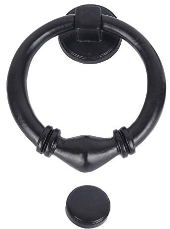 Skandh Türklopfer aus Eisen, antikes Design, rund, schwarz pulverbeschichtet