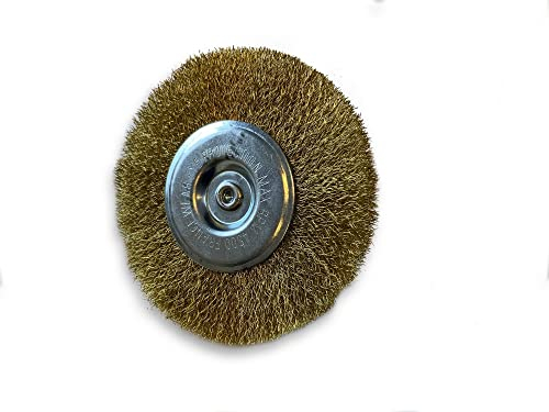 Brosse rotative circulaire métallique sur tige Ø 100 mm | Fil laiton souple Ø 0,20 mm | Epaisseur 8 mm | 1 rang | Pour perceuse ou visseuse à mandrin | Kibros 26100LV18