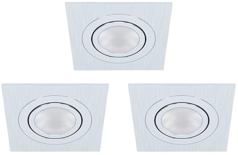 EGLO 3er-Set Einbaustrahler Areitio, Spots Set aus gebürstetem Aluminium