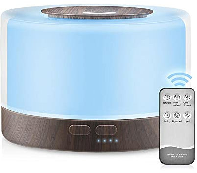 Diffuser Oils Fragrance500Ml Aromatherapy Essential Oil Diffuser Wood Grain Remote Control Humidifier Ultra-Fresh Air Mister and 7-Color Light-T