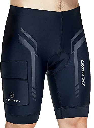 NICEWIN Radlerhose Herren mit Sitzpolster 4D Gepolsterte Fahrradhose kurz Atmungsaktive schnelltrocknende stoßfeste Herren Fahrrad Hosen Radhose