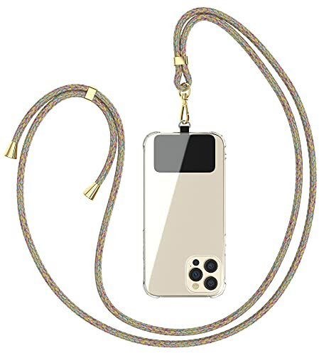 EAZY CASE catena universale per cellulare adatta a tutti gli smartphone, catena da appendere, cover con cordino, catena per smartphone da portare in giro, cinghia per cellulare, Arcobaleno