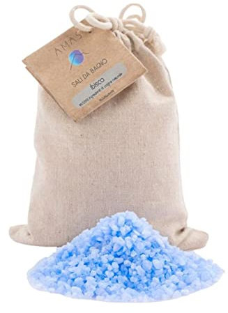 AMAS Sali da bagno RILASSANTI ai FIORI DI IBISCO - Sale Marino Italiano - 100% Naturali, Vegan e Plastic Free - 100% Fatti a mano in Italia - 350g (10 utilizzi) Aromaterapia