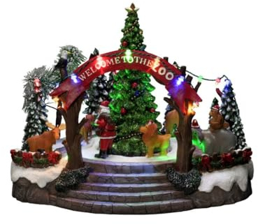 Konstsmide LED Szenerie Weihnachtszoo, mit Musik, 19 Dioden, 4,5V Innentrafo/batteriebetrieben, schwarzes Kabel - 4237-000, Bunt