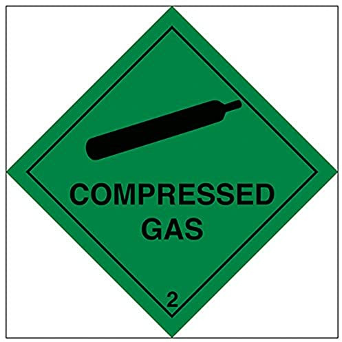 V Safety Hazard diamond – Compressed gas-200x200mm-Magnetic Safety Sign