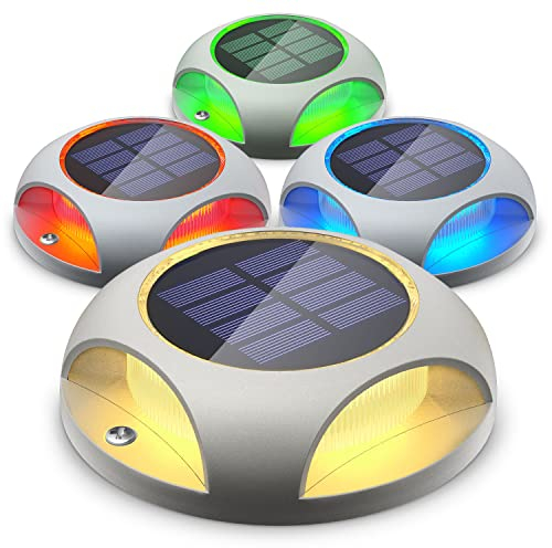 Siedinlar Solar Bodenleuchten Solarlampen für Außen Solarlampen Gartenleuchten LED Licht Wasserdichte für Rasen Einfahrt Gehweg Terrasse Garten 4 Stück (Warmweiß/RGB)