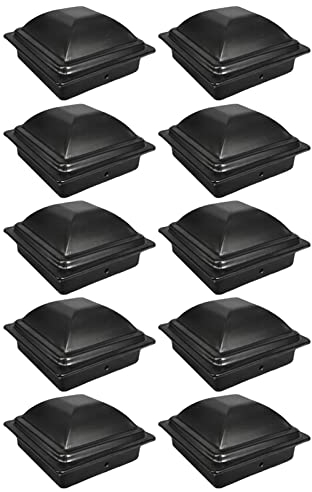 PUPAYA Pfostenkappen 10 Stück, Metall Zaunpfosten Zinkstahl, Pyramiden Form, Pfostenabdeckung/Zaunpfosten Kappen für Holzpfosten,Schwarz,100x100mm