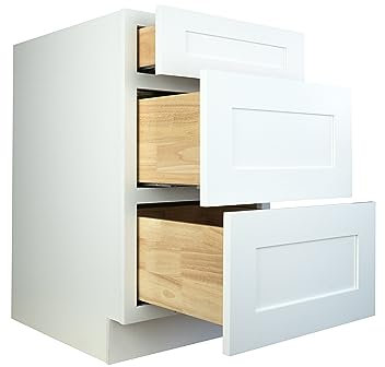 Hollywood Fabiani Design Shaker Drawer Base Kitchen Cabinet Ready to Assemble, 18 in. W x 24 in. D x 34.5 in. H, White