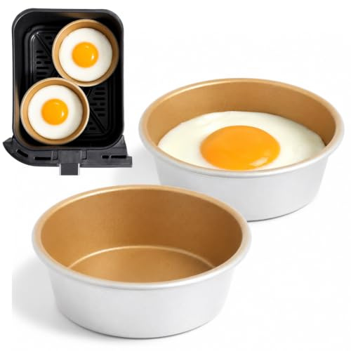 Air Fryer Egg Pan, 2 Pack Non Stick Air Fryer Egg Mould for Fried Eggs, 4in | Non Stick | Easy release | Sunny-side-up eggs in Air fryer