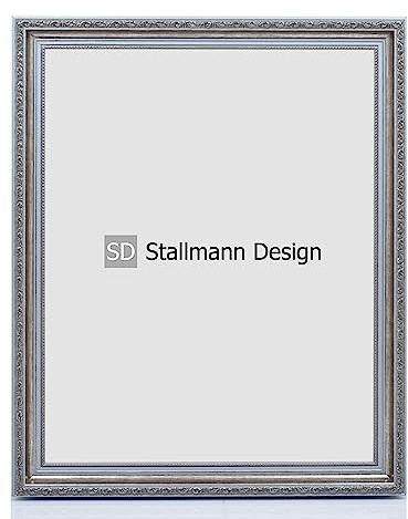 Stallmann Design Barockrahmen “OIA” | 20x25 cm | Silber | Echtholz-Bilderrahmen antik | mit Kunstglas | Fotorahmen aus Holz im Vintagestyle