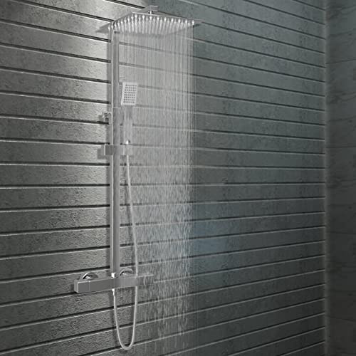 Camerina Doppelkopf-Duschset mit Thermostat Edelstahl Duschbrause Regendusche