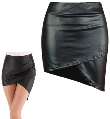 Mini jupe pour femmes, jupe courte à taille haute taille, skinny enveloppe skinny enveloppe de jupes ruchées pour le nocturne, noire ouverte mini jupe crayon, robe cocktail sexy slim pour rave de fête
