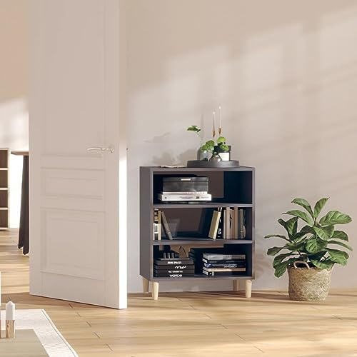 LAPOOH Sideboard, Kommode Schlafzimmer, Kommoden & Sideboards, Wohnzimmerschrank, Flur Kommode, Zimmer Möbel, Wohnzimmer Schränke, Hochglanz-Grau 57x35x70 cm Spanplatte