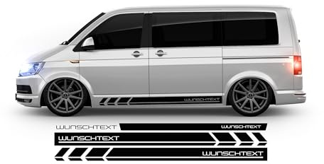 BellaFolia Seitenstreifen Aufkleber passend für VW T6.1, T6, T5, T4, Multivan, Bulli - Seitenaufkleber mit WUNSCHTEXT 10005.01