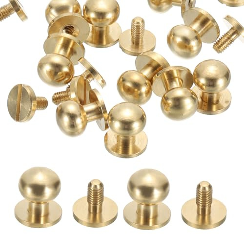 PATIKIL 8x11x9mm Leder Nieten, 12 Stück Metallknopf-Spikes Schrauben-Set Schraubnieten Rundkopf-Nieten Schraubknöpfe DIY Leder-Hardware Verzierung Handwerk, Messing