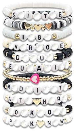 FUNTE® Bracelet d'amitié noir avec nom de l'album de chanteur - Bijoux de concert - Bracelet en argile tendance pour garçons et filles