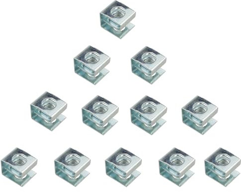12Pcs M6 Cage Nuts Carbon Steel 10-32 U-Shaped Slide-on Cage Nut,Clip-On Nuts