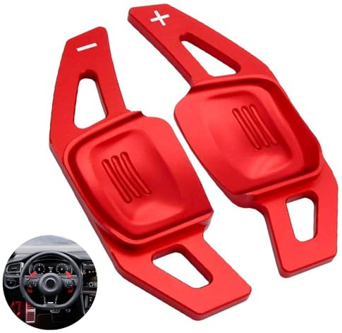 lcyen 2 Stück Lenkrad Schaltwippen Verlängerung Paddles für VW 2019-2023,Aluminiumlegierung Schaltpaddel Lenkrad Schaltknäufe Ersetzen für CC Tiguan L Touran L Lingdu Golf7.5 MK7 Golf 8 MK8 （Rot）