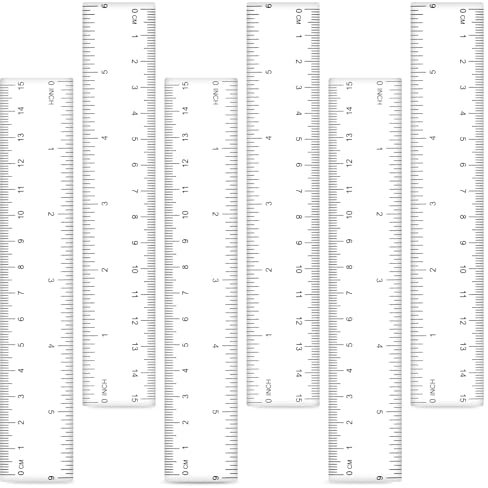 Lineal 15cm, 6 Stück Kunststoff Lineal Transparent Lineale Flexibles Kunststofflineal Präzision Messlineal mit Metrische&Inch-Skala Messwerkzeug für Schule Zuhause Büro, Geprägte Zentimeterskala