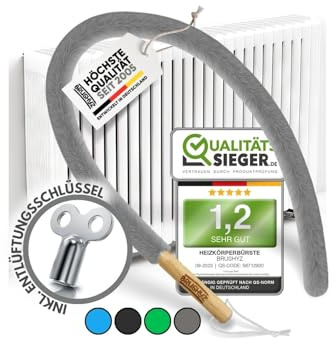 BRUSHYZ® Heizkörperbürste lang 115cm [Note 1,2] inkl. Entlüftungsschlüssel I Heizungsbürste für Heizkörper reinigen & Heizkosten senken I Long Radiator Brush I Flexible Heizkörper Reinigungsbürste