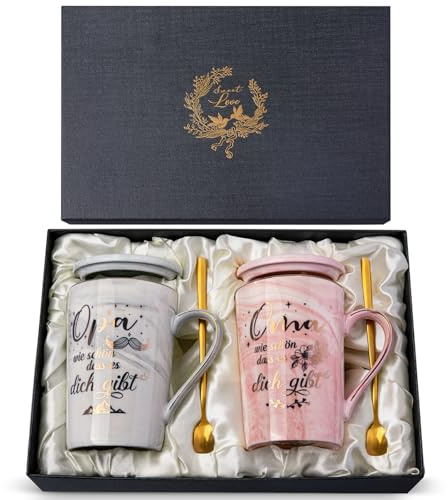 Oma und Opa Geschenk, Geschenke für Großeltern, 14Oz Keramikbecher - 7pcs