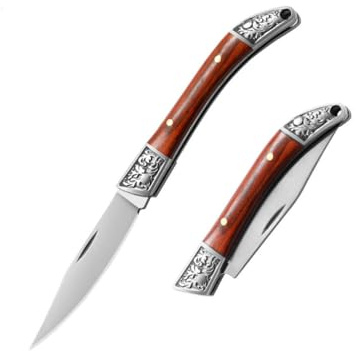 SHLWYG Mini coltello, coltello pieghevole portatile, coltello pieghevole colorato con manico in legno, coltello pieghevole multifunzionale, coltello da frutta - pieghevole e portatile