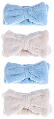 HAPINARY 4stücke Korallenschal Mit Schleifen-design Elastisches Haarband Für Gesichtspflege Make-up Und Yoga Waschbare Sport-haaraccessoires Blau Und Weiß