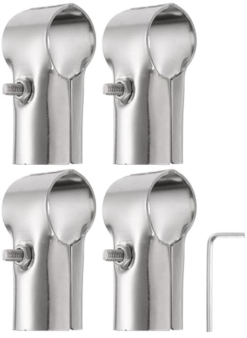 QUARKZMAN 4Pezzi Connettori Strutturali a 180 Gradi per Tubi 2 Vie Morsetti Terminali con Chiave in Acciaio Inossidabile Raccordi Angolari 1.3/1.2 Diametro Tubo, Argento
