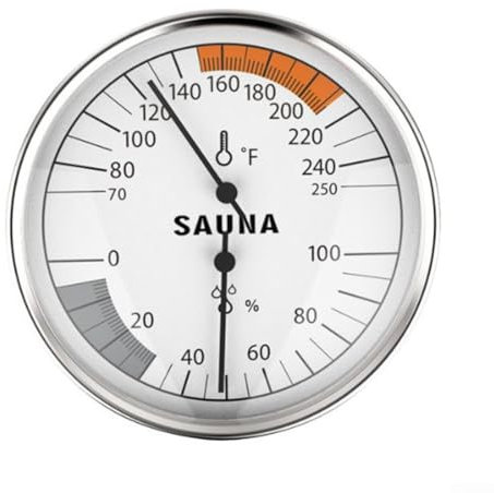 Feegow 2-in-1 Sauna Thermometer and Hygrometer, Round Metal Thermo-Hygrometer, Sauna Temperature Thermometer Accessories for Steam Room Sauna Room