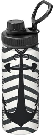 Stainless Steel Water Bottle Vine Ripple Boat Anchor Insulated Water Bottles with Carry Handle for Sports Gym Travel, BPA-Free, 530ml(18oz)