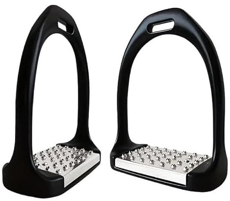 BoBoBn Dreifarbiges Set mit Steigbügeln aus Aluminiumlegierung for den Reitsport – langlebige, rutschfeste Lauffläche aus rostfreiem Stahl, hochwertiges Sattelzubehör(Black)