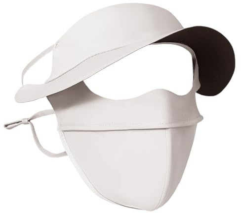 NHQZ Mascarilla Cubre Cara Completa para el Sol Velo Multifuncional de Seda Protección UV UPF50+ (Beige)
