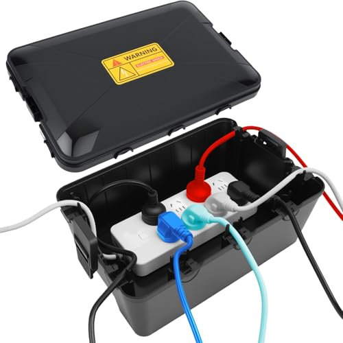 Wasserdichte Kabelbox, 32x 21.2x 13.2 cm Außenbereich Elektrobox, IP54 Wetterfeste Verlängerungskabel Abdeckungen, zum Schutz von Gartensteckdosen, Steckdosenleisten Timer, Plug, Urlaubslicht(Schwarz)