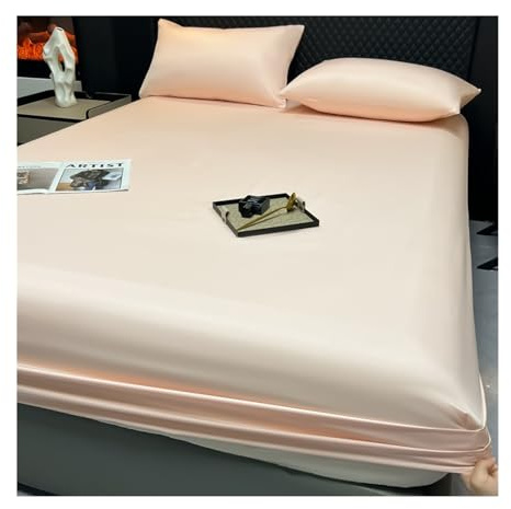 Satin Lakan 90x200cm 120x200cm 150x200cm 180x200cm Sänglakan med djupa fickor Silkesmjukt och kallt is Silk Lakan Twin Small Double Queen Super King(Pink,120x200+25cm)