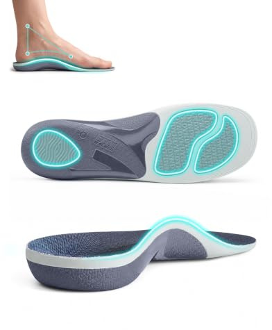 DynWalker Einlegesohlen Fußgewölbestütze GEL bei Plattfuß L | Dual GEL-Dämpfung, komfortable Fußgewölbestütze, GEL-gedämpfte Ferse, bei Plantarfasziitis, tägliches Gehen, Pendeln