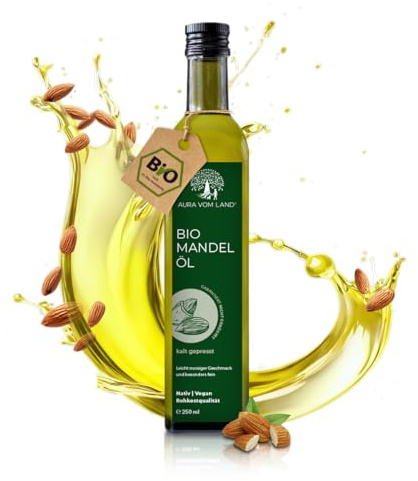 Mandelöl Bio Premium Regional 250 ml - schonend kaltgepresst, hergestellt in Bayern - Aura vom Land