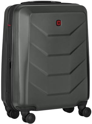 WENGER Prymo Carry-On Hartschalenkoffer, Handgepäck, Trolley, 36 (43) l, Sicherheitsschloss, Damen Herren, Reisen Urlaub, Anthrazit, 653635