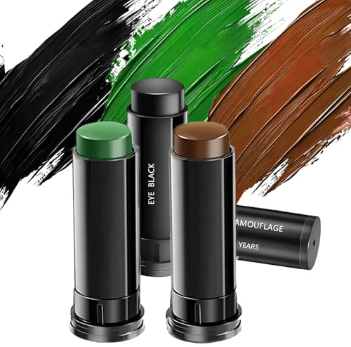 3 Colori Camouflage Face Paint Sticks,Body Paint Stick, Pittura Per Il Mimetica Viso Mimetico Trucco Militare Dell'Esercito Di Olio Di Campo Militare All'Aperto (Nero, Marrone, Verde)