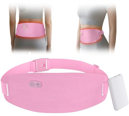 Heat Pad for Period Back Pain Relief, Larger Heating Area Ultra Thin 5000mAh Electric Fast Heating Pad for Lower Back Massager Menstrual Rechargeable USB Heated Belt Gifts for Women Girls Her Pink