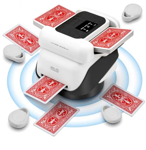 Mezclador automático de Tarjetas y transmisor de Tarjetas 2 en 1, mezcladora de Cartas con 4 mandos a Distancia, 2 – 8 Jugadores, Recargable, silencioso, para póquer, Texas Hold'em, Blackjack
