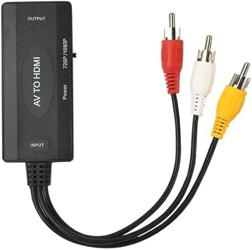 DUOBAGMA Convertidor RCA a HDMI, adaptador AV a HDMI compatible con 1080P PAL/NTSC adaptador convertidor de audio de vídeo compuesto para WII, PS one, PS2, PS3, STB, Xbox