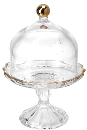 BESPORTBLE Elegante Kuchenplatte aus Durchsichtigem Glas mit Deckel zur Aufbewahrung und Abschluss Geschenk Vielseitiger Desserthalter im Europäischen Stil für Frische Snacks