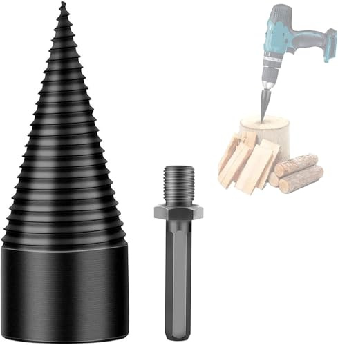 Punta per Spaccalegna da Ardere, Cacciavite Conico per Trapano in Metallo Nero, Utensile Elettrico per Tagliare La Legna per Impieghi Gravosi E Rimovibile per Trapano Elettrico Domest, Hex Shank