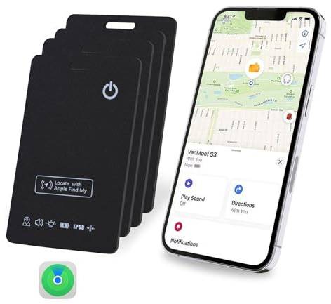 [Apple MFi Certified] LBPRT Airtag Card Rechargeable Wallet Tracker Thin 1.6mm 4 Pack, Smart Air Tag Work with Apple Find My (iOS Only, Android not Supported), Item Finder Locator for Luggage Suitcase