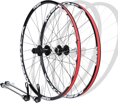 26/27,5 Zoll Rennrad-Laufradsatz, Schnellspanner, Doppellagige Aluminiumlegierungsfelgen, 32-Loch-Scheibenbremsnaben for 8/9/10/11-Gang-Kassette(Black,26inch)