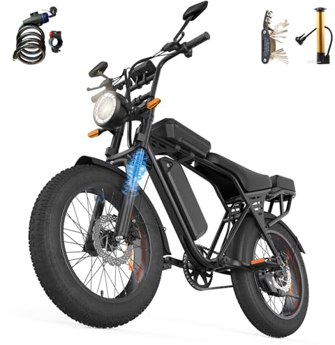 Aairsk X5 Bicicletta elettrica per adulti, 20 x 4 Fat Tyre Mountain bike con autonomia di 80 km e batteria removibile 48 V 15 Ah, motore 250 W, 25 km/h, bicicletta elettrica da fuoristrada con borsa