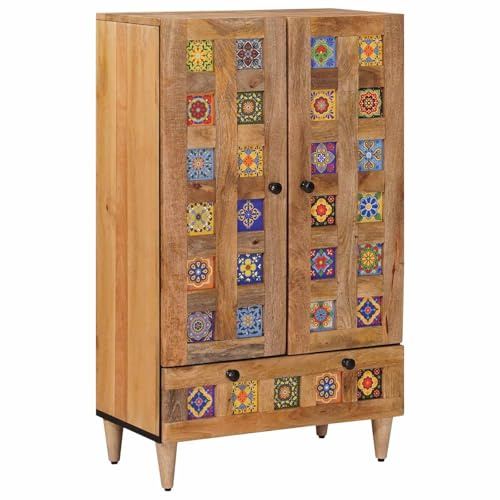 vidaXL Highboard Natur 60 x 33,5 x 100 cm Massivholz Mango