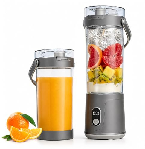 Mixeur Portable 500ml, Blender Portable Léger, Mini Blender Sans Fil Puissant, Blender Nomade, Usb Rechargeable Mini Mixeur, Mixeur Sans Bpa, Pour Cuisine, Salle De Sport, Bureau, Gris