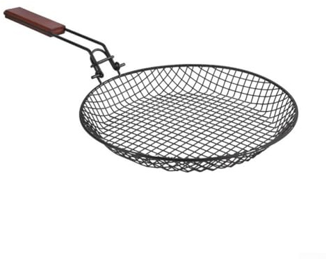 ZiStarlilife Cesta para barbacoa de acero inoxidable con diseño plegable y cierre seguro, estante redondo de 31 cm para verduras y carne, fácil de limpiar para barbacoa al aire libre y camping